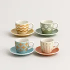Retro Espresso Set with Saucers