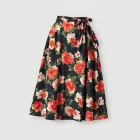 Graphic Floral Wrap Skirt