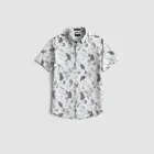 Graphic Print Button-Up Shirt