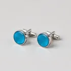 Silver and Aqua Blue Cufflinks