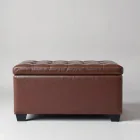 Faux Leather Storage Ottoman