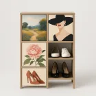 Decorative Shoe Rack with Artwork