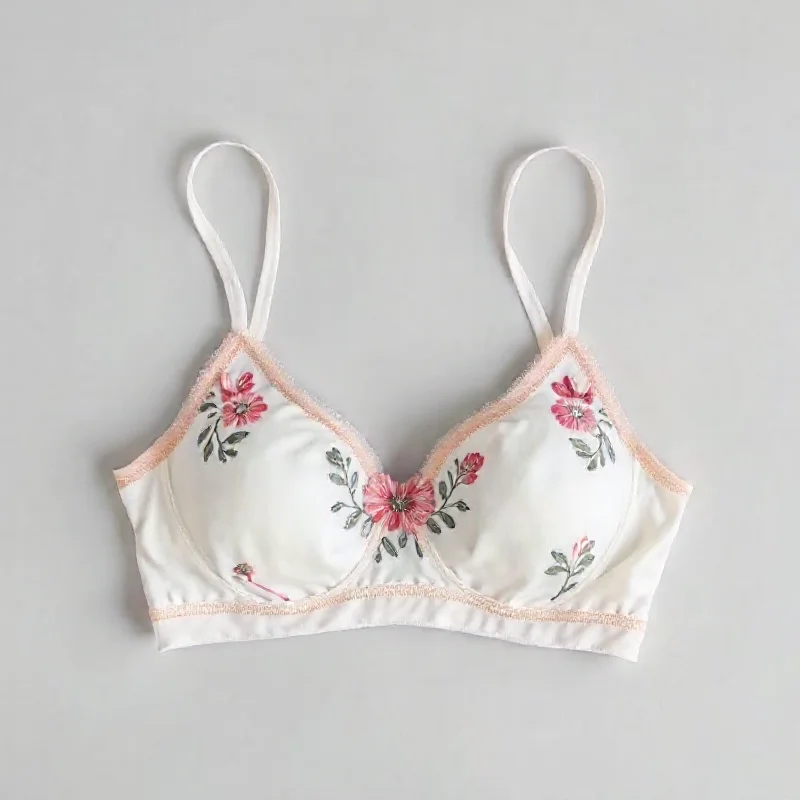 Floral Embroidery Sleep Bra