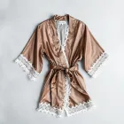 Silk Robe with Lace Trim