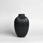 Timeless Black Ribbed Vase
