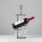 Wine Bottle Holder with Glasses Rack