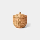 Lidded Round Rattan Basket