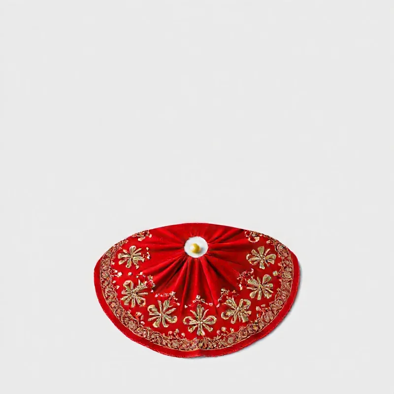 Christmas Tree Skirt - Red & Gold